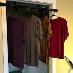 Four T-Shirts (Maroon, Brown, Grey, Navy Blue) 3Small, 1Medium